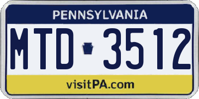 PA license plate MTD3512