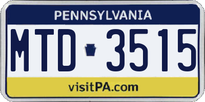 PA license plate MTD3515