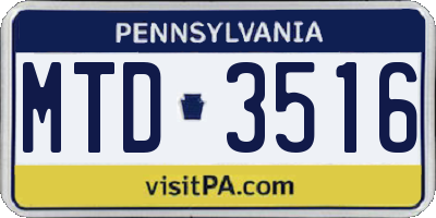 PA license plate MTD3516