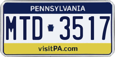 PA license plate MTD3517