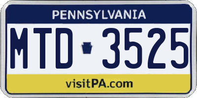 PA license plate MTD3525