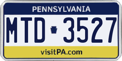 PA license plate MTD3527