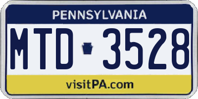 PA license plate MTD3528