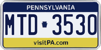 PA license plate MTD3530