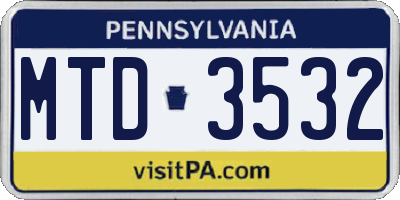 PA license plate MTD3532