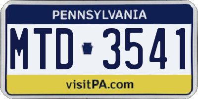 PA license plate MTD3541