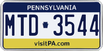 PA license plate MTD3544