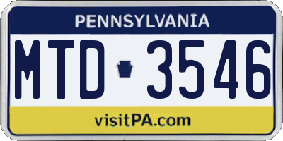 PA license plate MTD3546