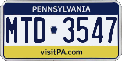 PA license plate MTD3547