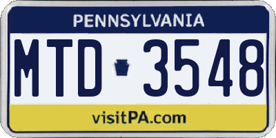 PA license plate MTD3548