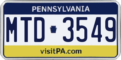 PA license plate MTD3549