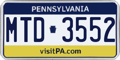 PA license plate MTD3552