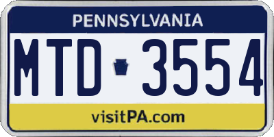 PA license plate MTD3554