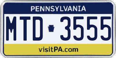 PA license plate MTD3555