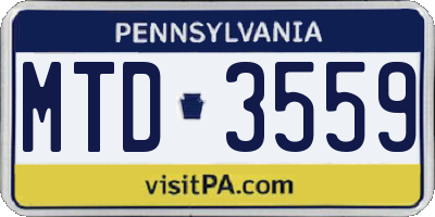PA license plate MTD3559