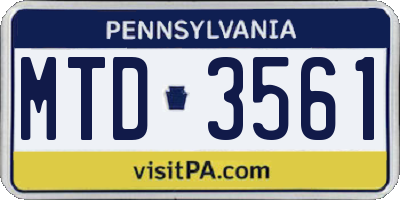 PA license plate MTD3561