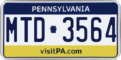 PA license plate MTD3564