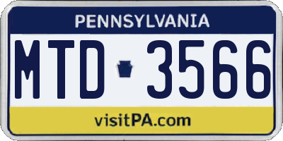 PA license plate MTD3566