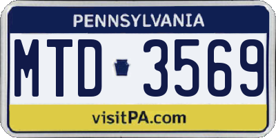 PA license plate MTD3569