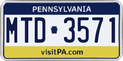 PA license plate MTD3571
