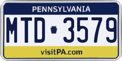 PA license plate MTD3579