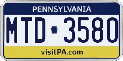 PA license plate MTD3580