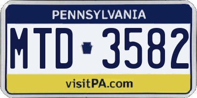 PA license plate MTD3582