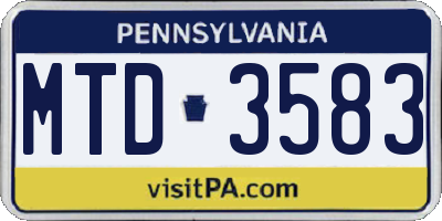 PA license plate MTD3583