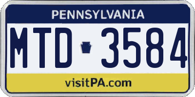 PA license plate MTD3584