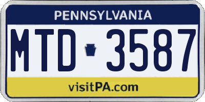 PA license plate MTD3587