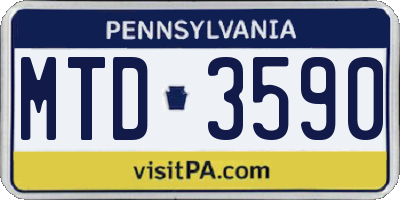 PA license plate MTD3590
