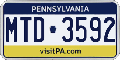 PA license plate MTD3592