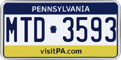 PA license plate MTD3593