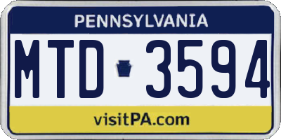 PA license plate MTD3594