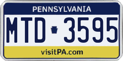 PA license plate MTD3595