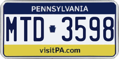 PA license plate MTD3598