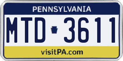 PA license plate MTD3611