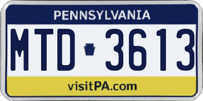 PA license plate MTD3613