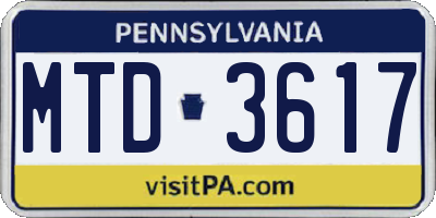 PA license plate MTD3617