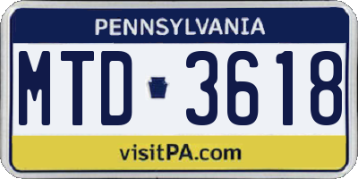 PA license plate MTD3618