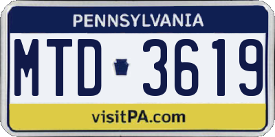 PA license plate MTD3619