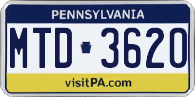 PA license plate MTD3620