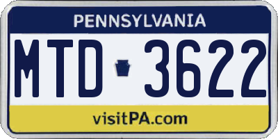 PA license plate MTD3622