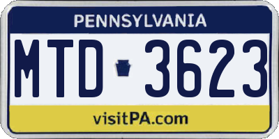 PA license plate MTD3623