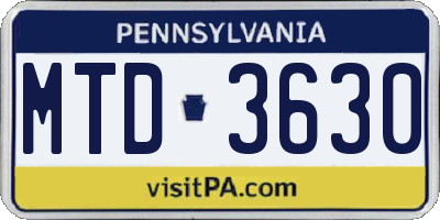 PA license plate MTD3630