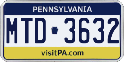 PA license plate MTD3632
