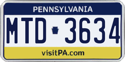 PA license plate MTD3634
