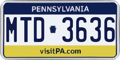 PA license plate MTD3636