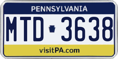 PA license plate MTD3638