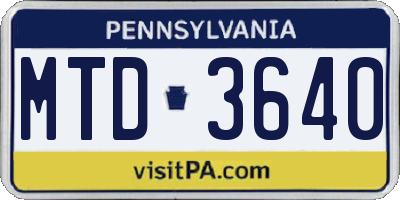 PA license plate MTD3640